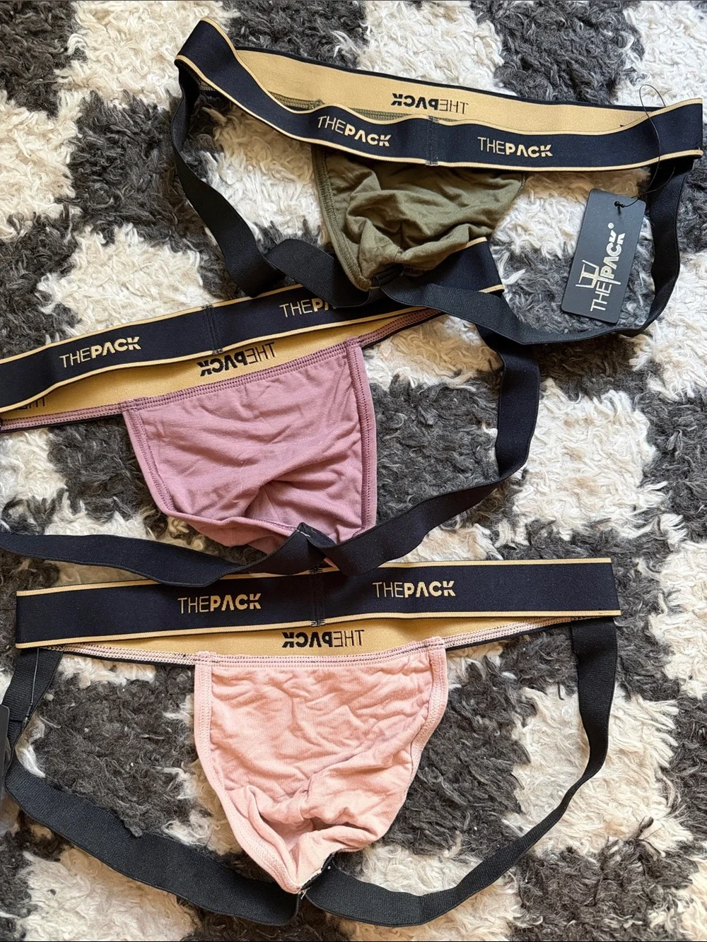 Men's Jockstraps - Olive, Mauve, Soft Dusty Pink (3-Pack)